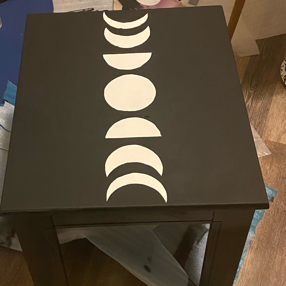 Moon phase hand painted table